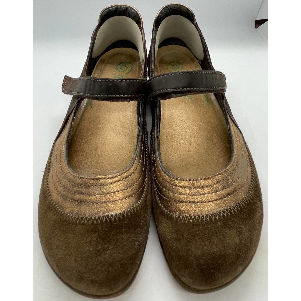Naot Kirei Women’s Bronze Suede Mary Jane Shoes Brown Gold Leather Israel Size 7